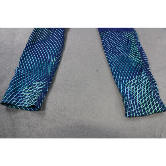 All In Motion Kids Compression Leggings Blue Green Pattern XS 4/5 Athletic Pants - Picture 6 of 8